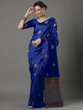 Opulent Blue Soft Silk Saree With Delightful Blouse Piece