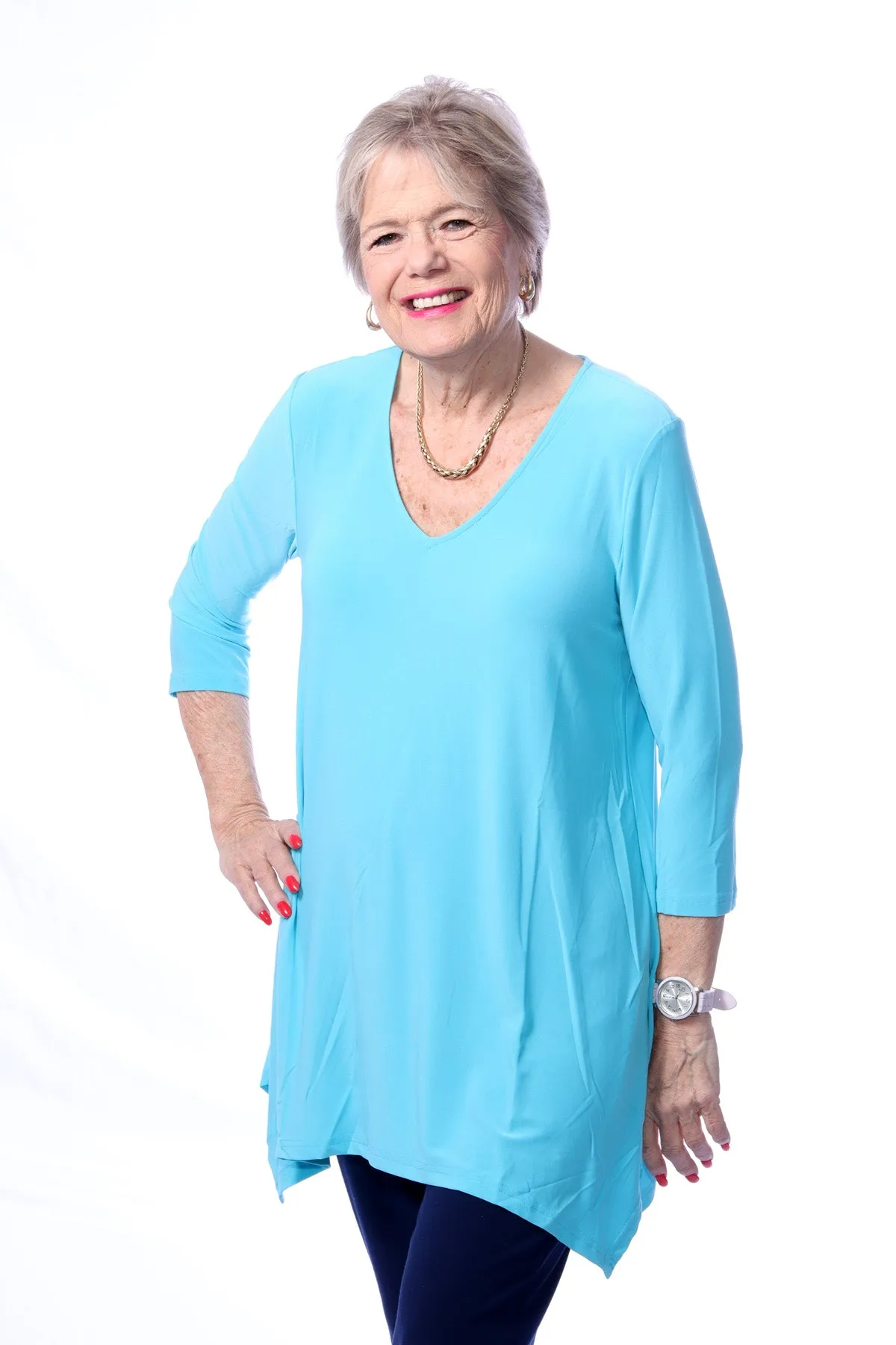 065- Lior Aqua "V" Neck Tunic