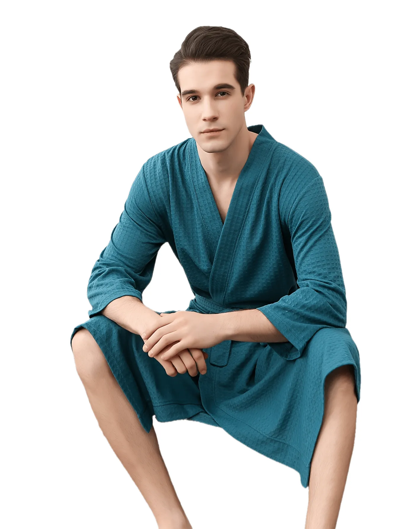 1 Pair Mens Ultra-Soft Fleece Robe - Comfy Solid One-Piece Kimono Night-Robe with Pockets, Warm and Cozy After Bath Wear, Ideal for Lounging Around the House