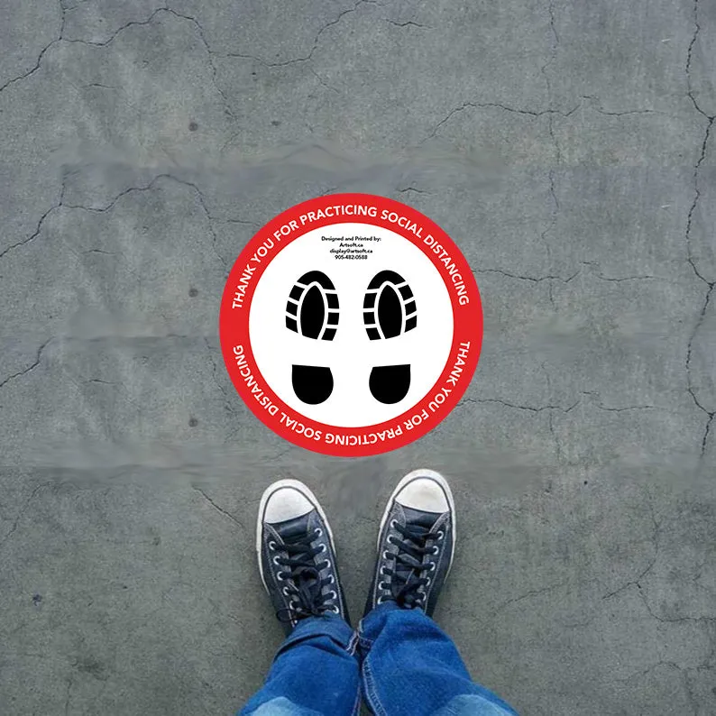 12" Inches - Outdoor Concrete Floor Stickers | Phyical Distancing Marker