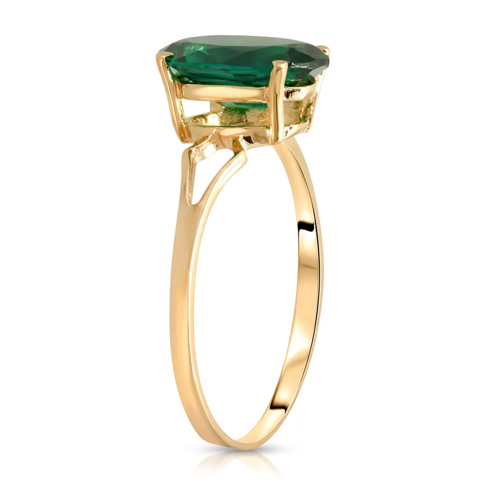 1.90 Carats 14K Solid Yellow Gold Emerald Solitaire Ring with Genuine Vibrant Emerald Brilliant Cut Anniversary Engagement Promise Valentines for Her Him Unisex Ring