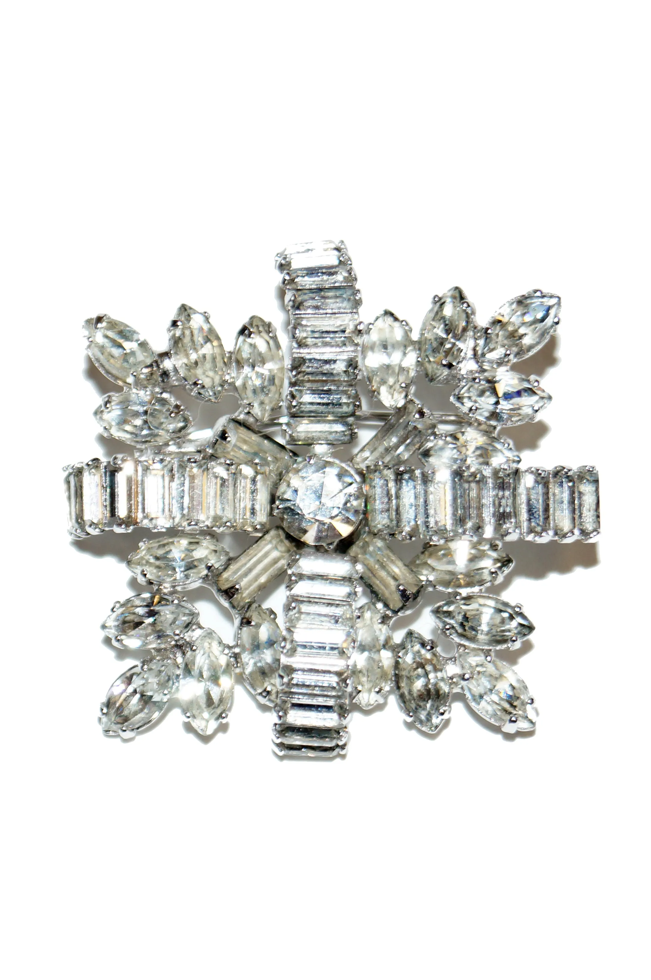 1950s Hattie Carnegie Rhinestone Cross Brooch