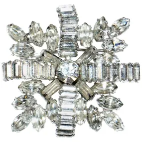 1950s Hattie Carnegie Rhinestone Cross Brooch