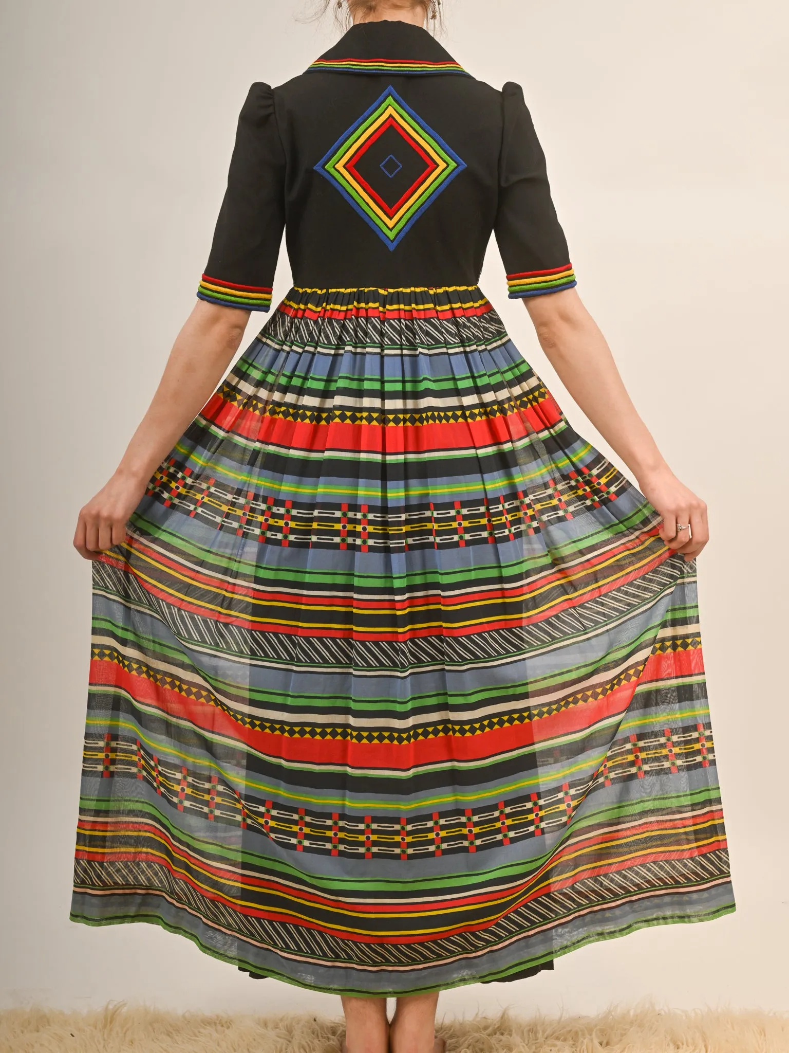 1970s Rainbow Maxi Shirt Dress by Jean Varon London