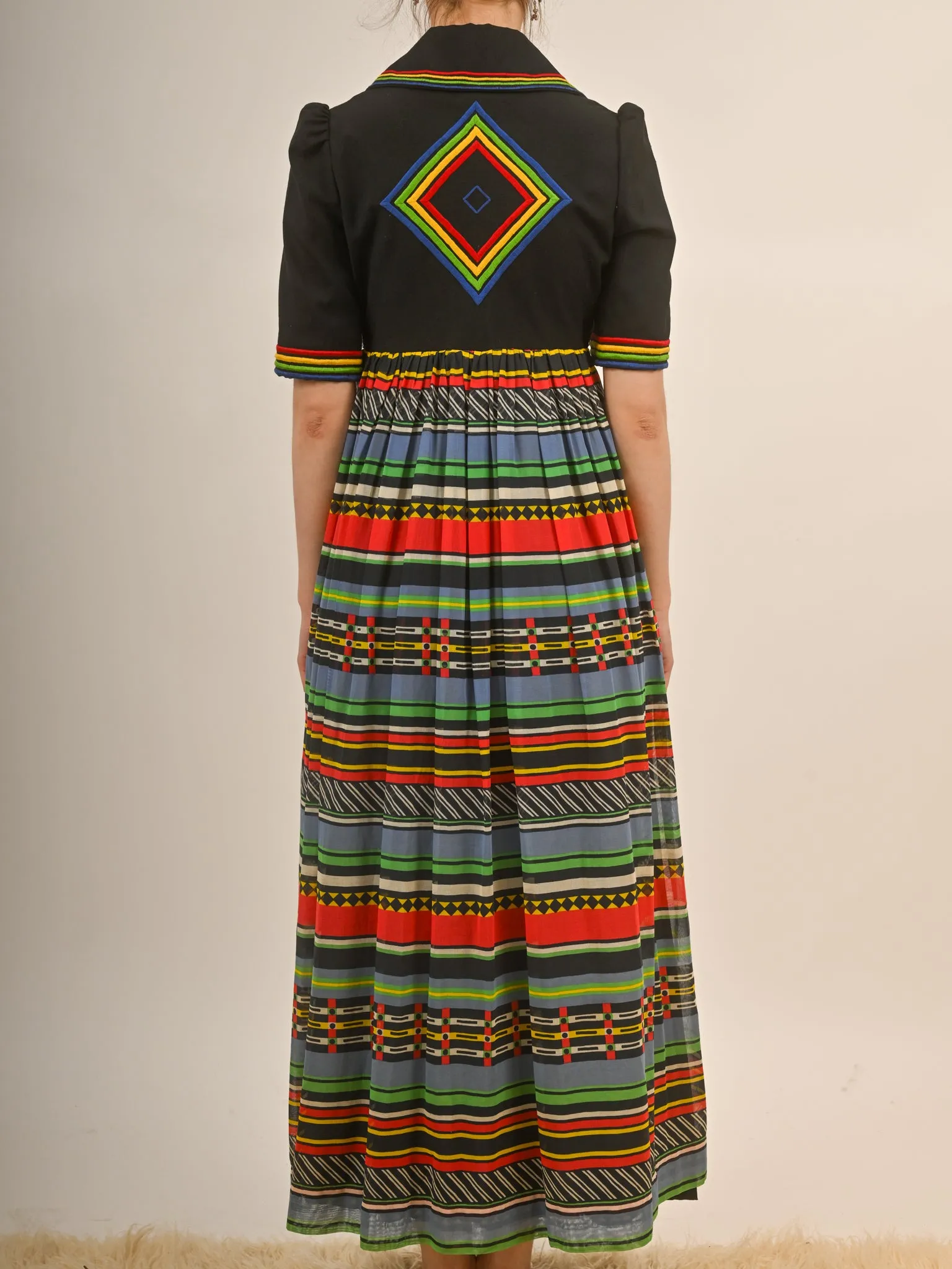 1970s Rainbow Maxi Shirt Dress by Jean Varon London