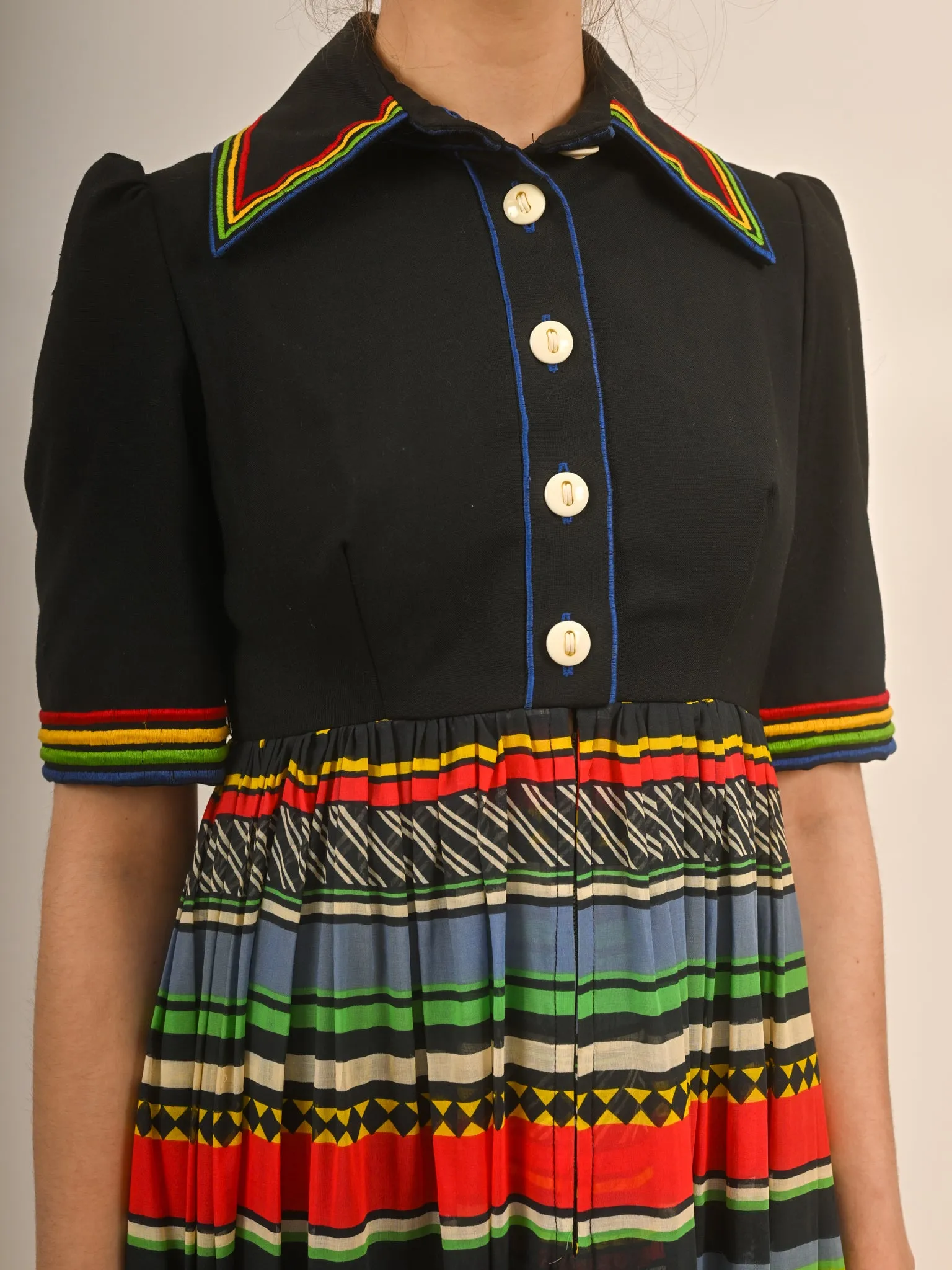 1970s Rainbow Maxi Shirt Dress by Jean Varon London