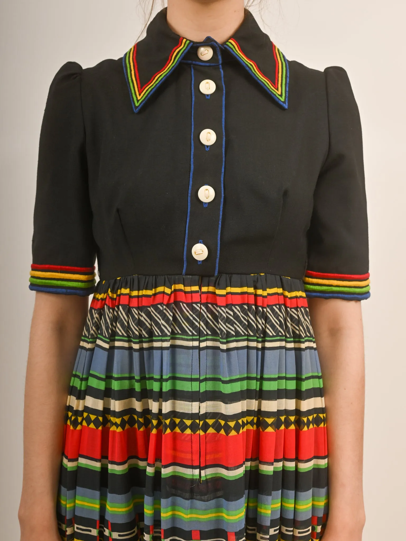 1970s Rainbow Maxi Shirt Dress by Jean Varon London