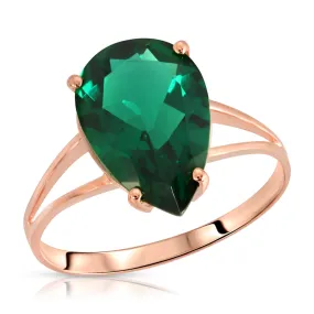 3 Carats 14K Solid Rose Gold Brilliant Pear Cut Emerald Solitaire Ring with Genuine Vibrant Emerald Anniversary Engagement Promise for Her Him Unisex