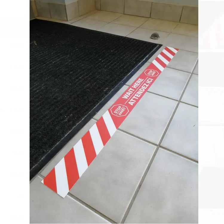 32" x 2.5" Inches - Floor Strip Sticker - STOP / WAIT HERE