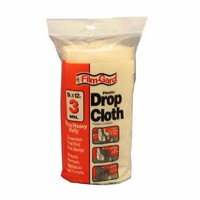 4 ea 9'x12' 3 MIL EXTRA HD PLASTIC DROP CLOTH HS003