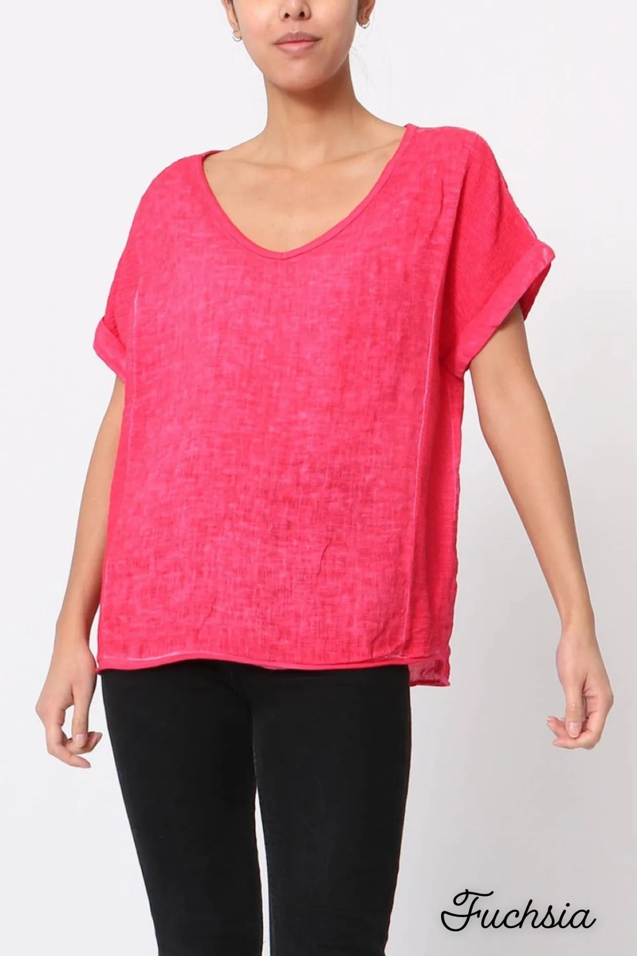 651 Textured Linen Gauze Top