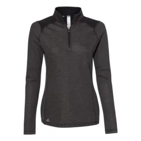 Adidas Women's Heathered Quarter-Zip Pullover with Colorblocked Shoulders