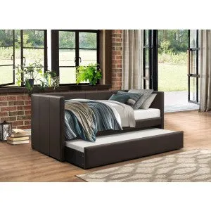 Adra Contemporary Dark Brown Trundle Bed