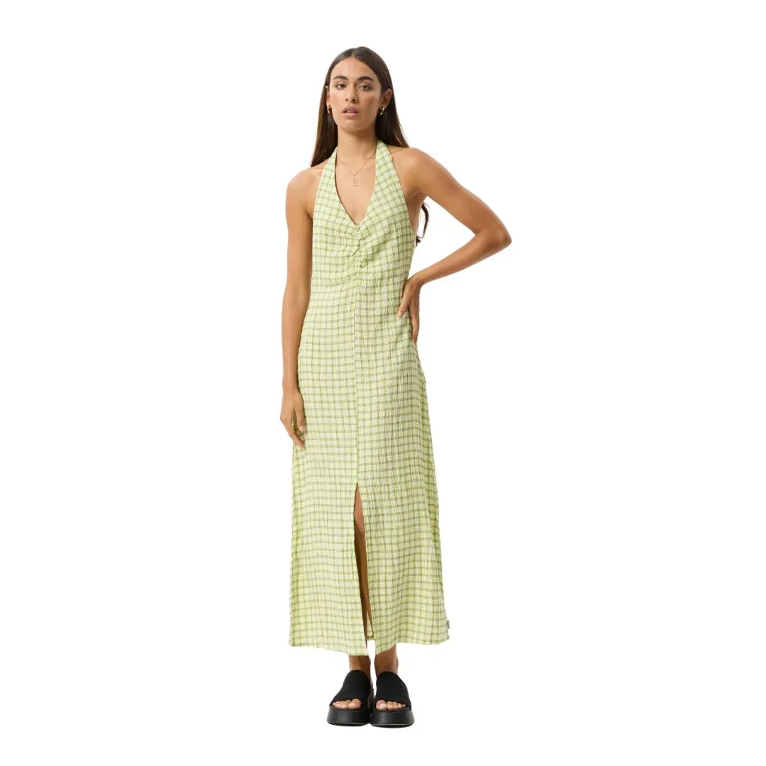 Afends Womens Darcy Check Maxi Dress - Lemongrass Check