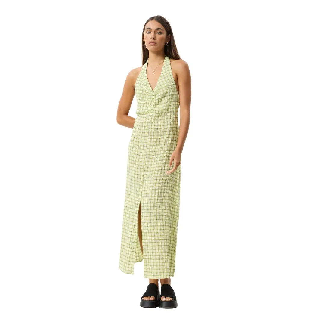 Afends Womens Darcy Check Maxi Dress - Lemongrass Check