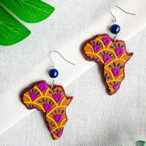 African Map Clay Earrings