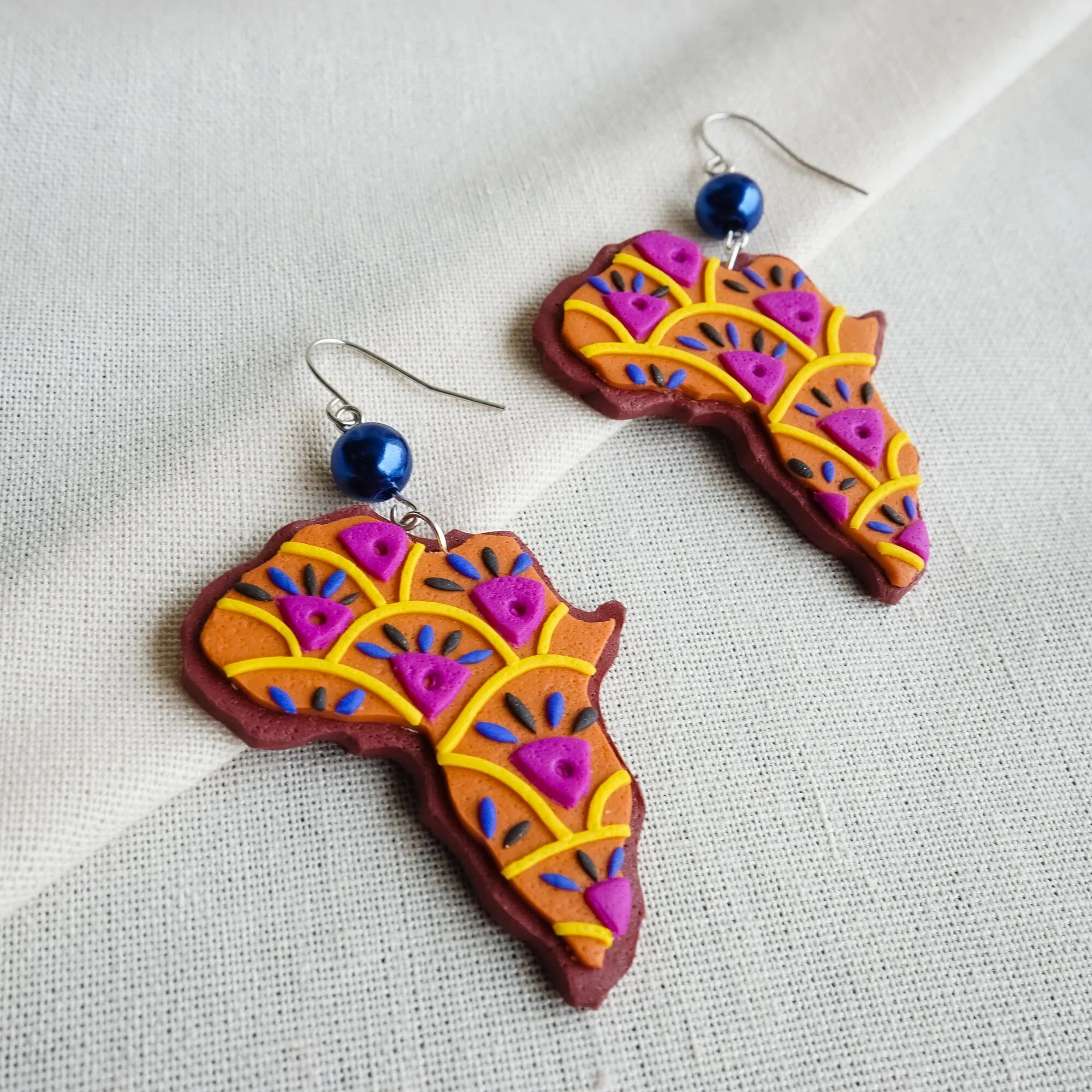 African Map Clay Earrings