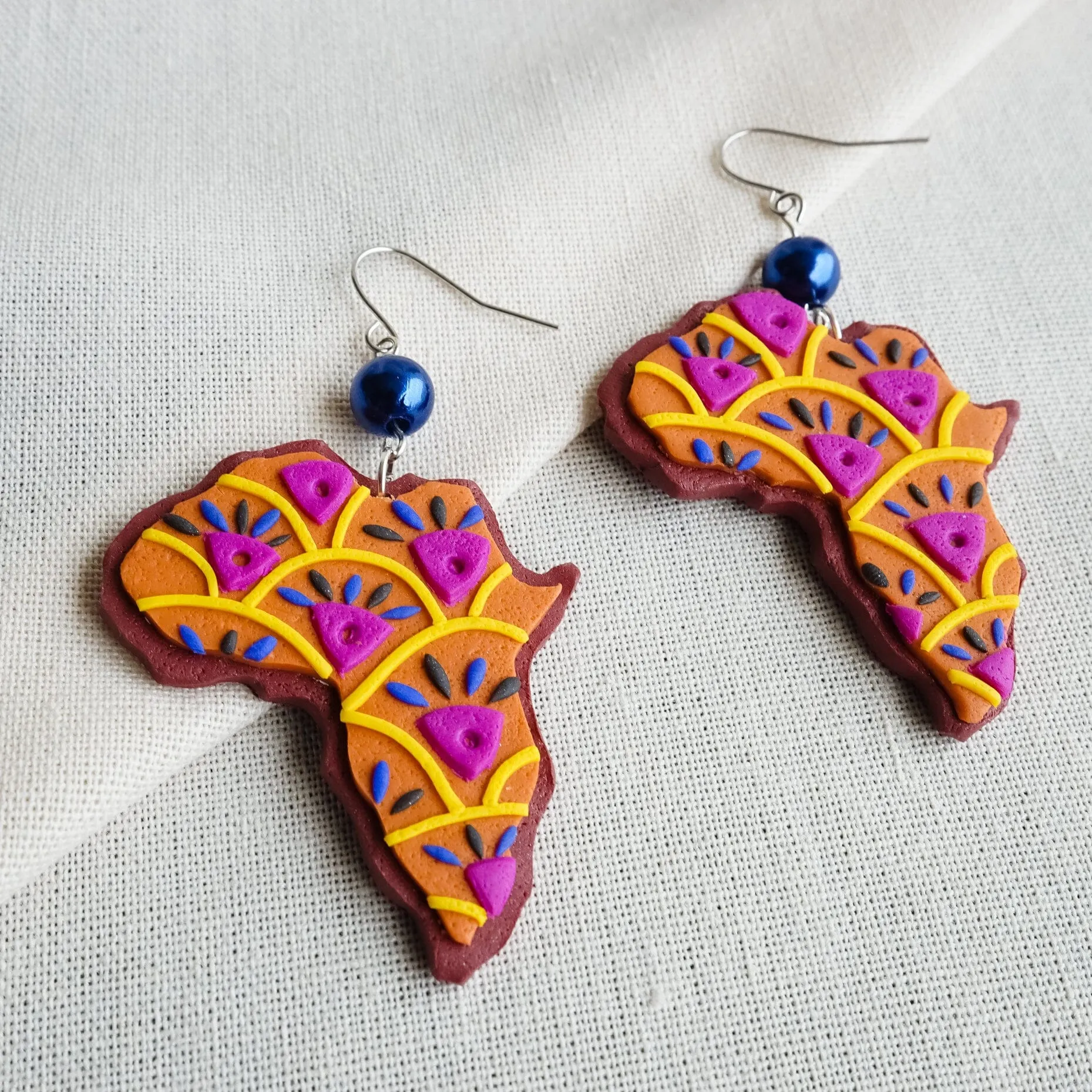 African Map Clay Earrings