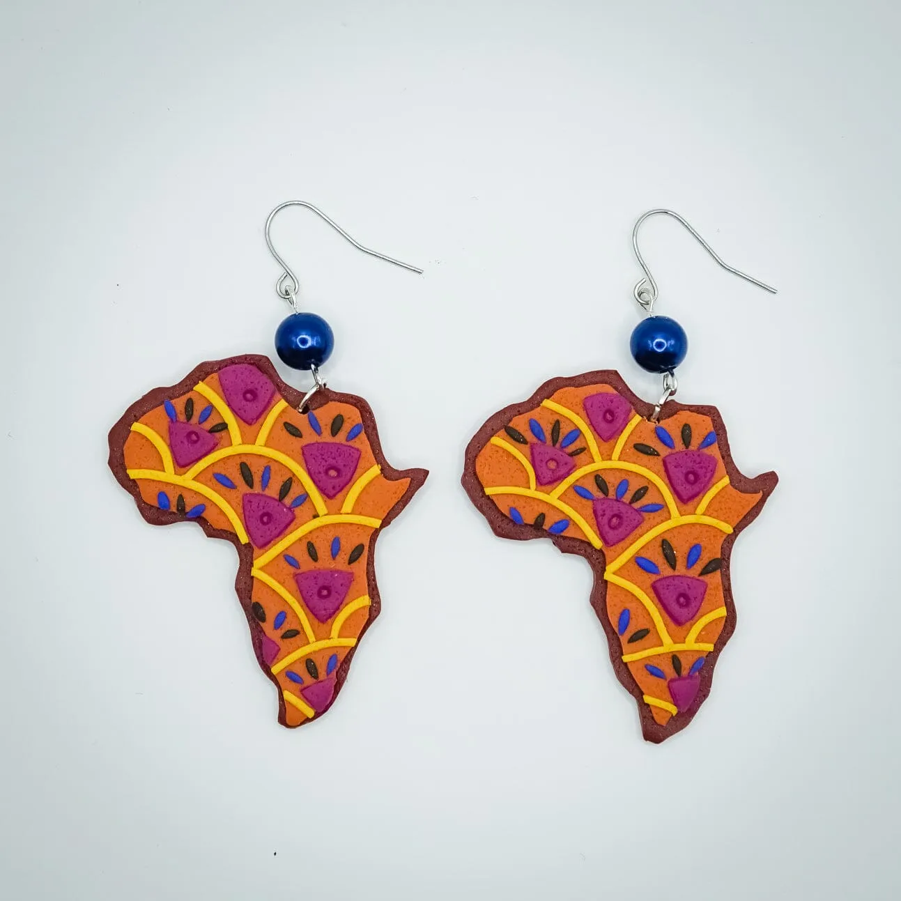 African Map Clay Earrings