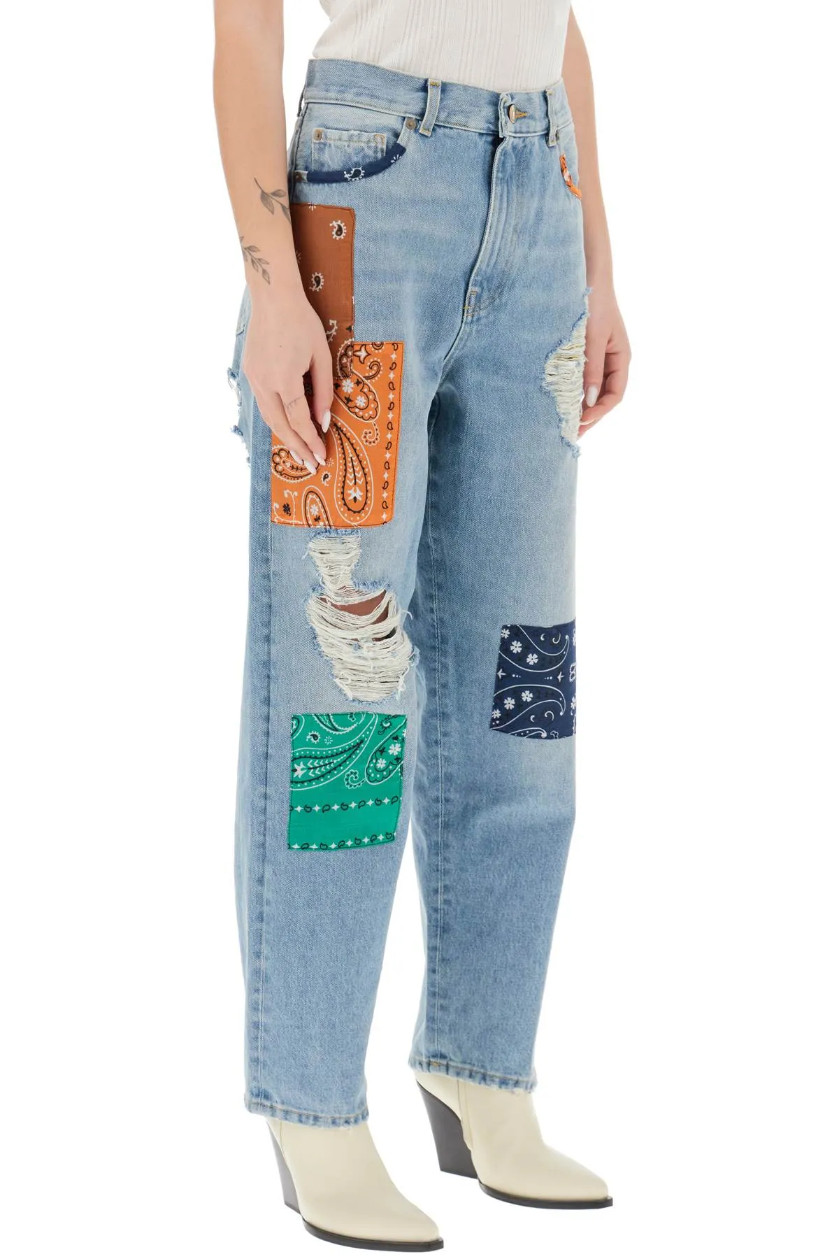 Alanui 'california' patchwork jeans