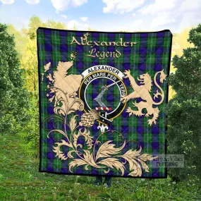 Alexander Tartan Quilt with Family Crest and Scottish Symbol Style