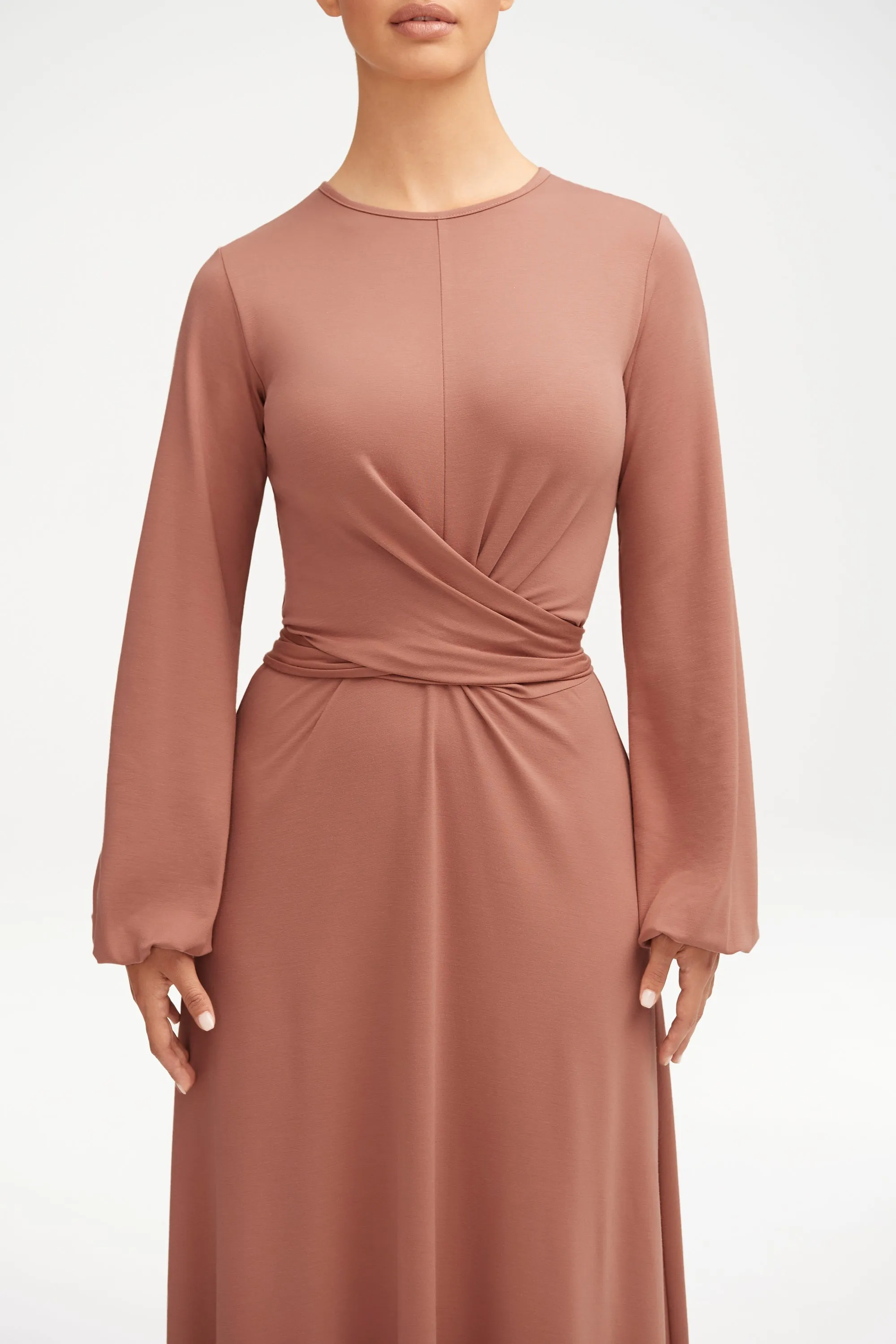 Alice Jersey Tie Waist Maxi Dress - Dusty Rose