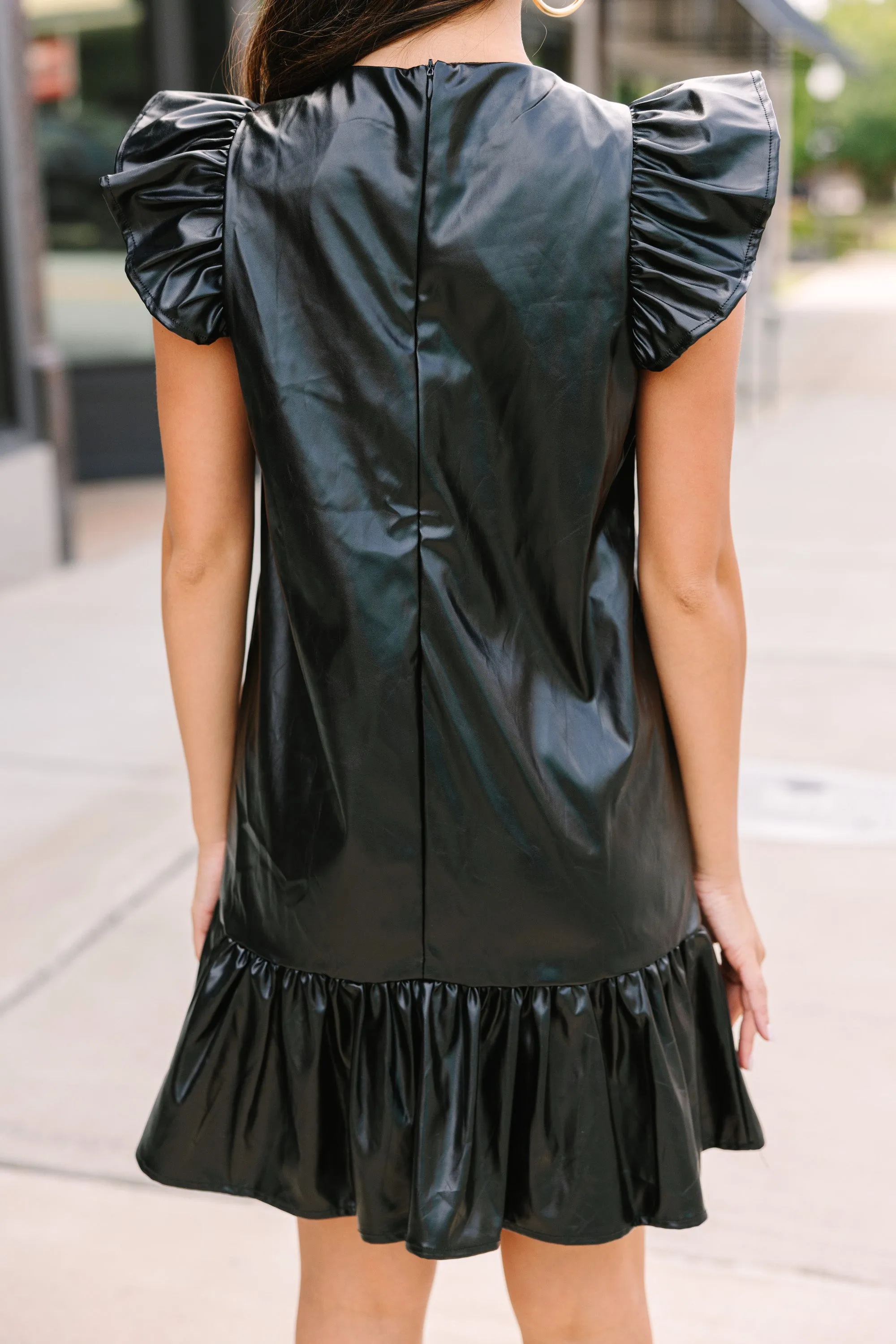 Always Ready Black Faux Leather Dress