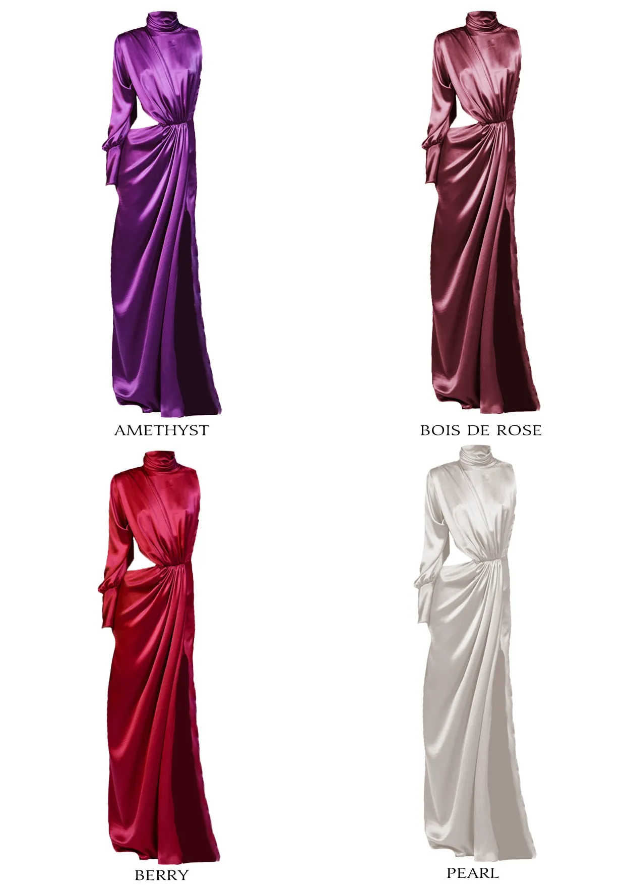 Amaryllis Asymmetric Cut-Out Silk Maxi Dress