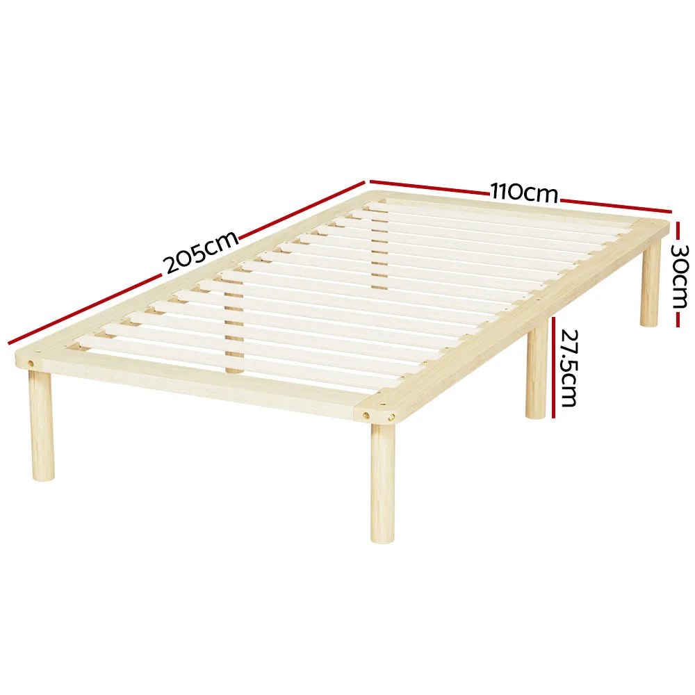 Amba Minimalist King Single Wooden Bed Frame Pine