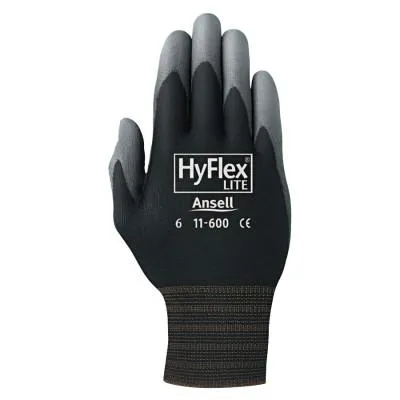 Ansell HyFlex® 11-600 Palm-Coated Gloves, Size 11, Black, 11-600-11-BK