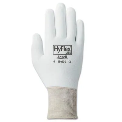 Ansell HyFlex® 11-600 Palm-Coated Gloves, Size 9, White, 11-600-9-WH