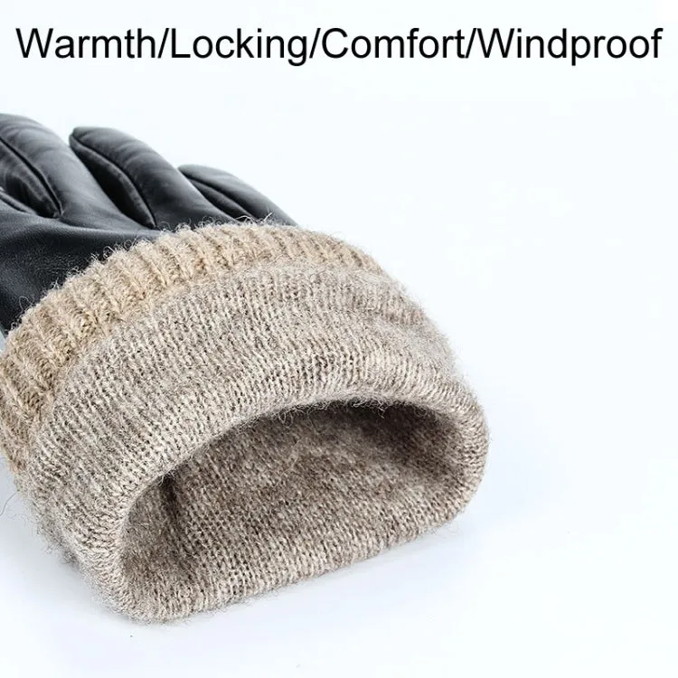 Autumn And Winter Padded Leather Gloves Business Simple Outdoor Sports Warm Gloves, Size: XL(Brown)