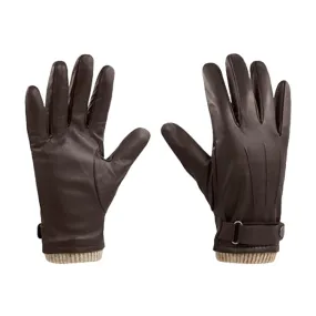 Autumn And Winter Padded Leather Gloves Business Simple Outdoor Sports Warm Gloves, Size: XL(Brown)