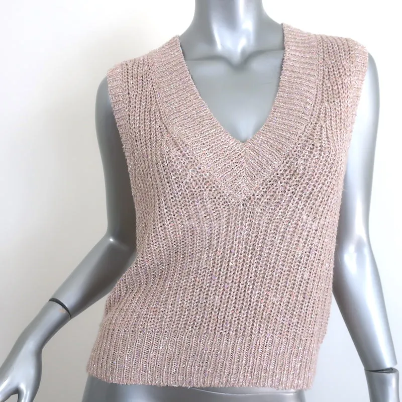 Autumn Cashmere Sequined Sweater Vest Pink Cotton-Blend Size Small