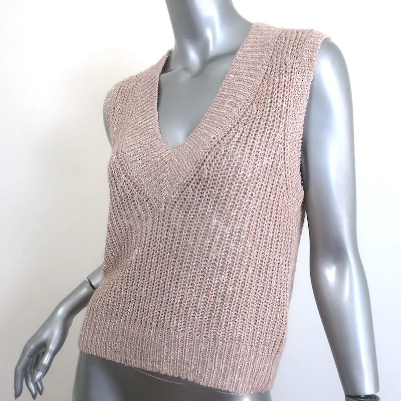 Autumn Cashmere Sequined Sweater Vest Pink Cotton-Blend Size Small