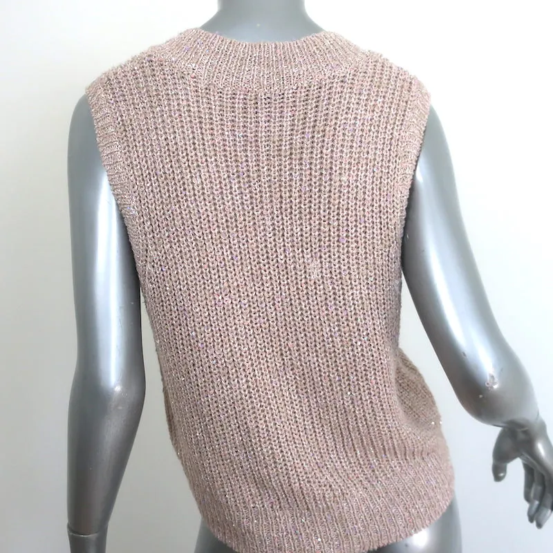 Autumn Cashmere Sequined Sweater Vest Pink Cotton-Blend Size Small