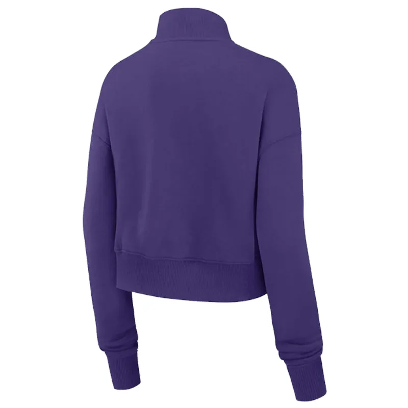 AVAILABLE IN-STORE ONLY! Minnesota Vikings Nike Women's Purple Rewind Phoenix Cropped 1/4 Zip Sweatshirt