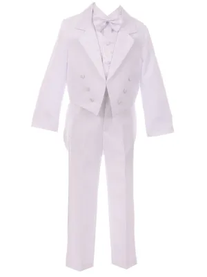 Baby Boys White Silver Cross Embroidery Baptism Tuxedo Suit 6-24M