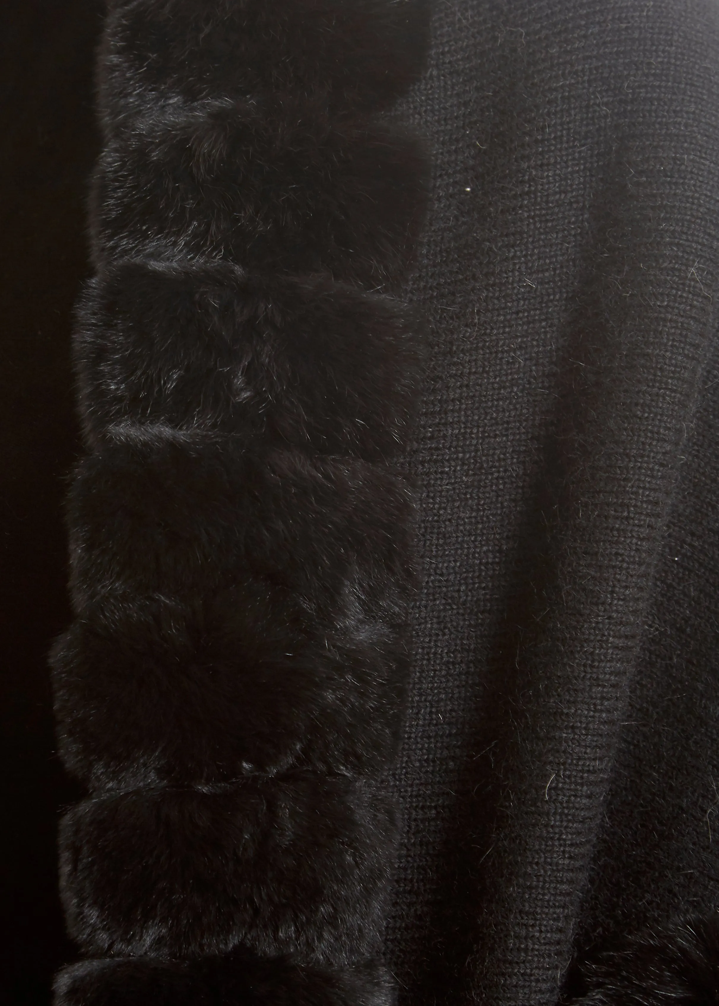 Black Wool Wrap with fur trim