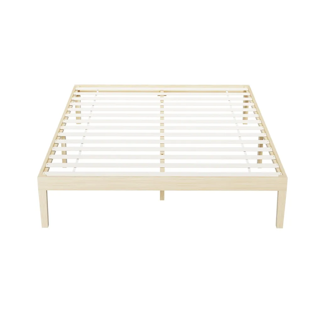 Bruno Minimalist Double Solid Pinewood Bed Frame