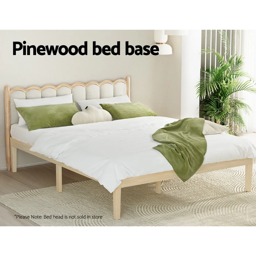 Bruno Minimalist Double Solid Pinewood Bed Frame