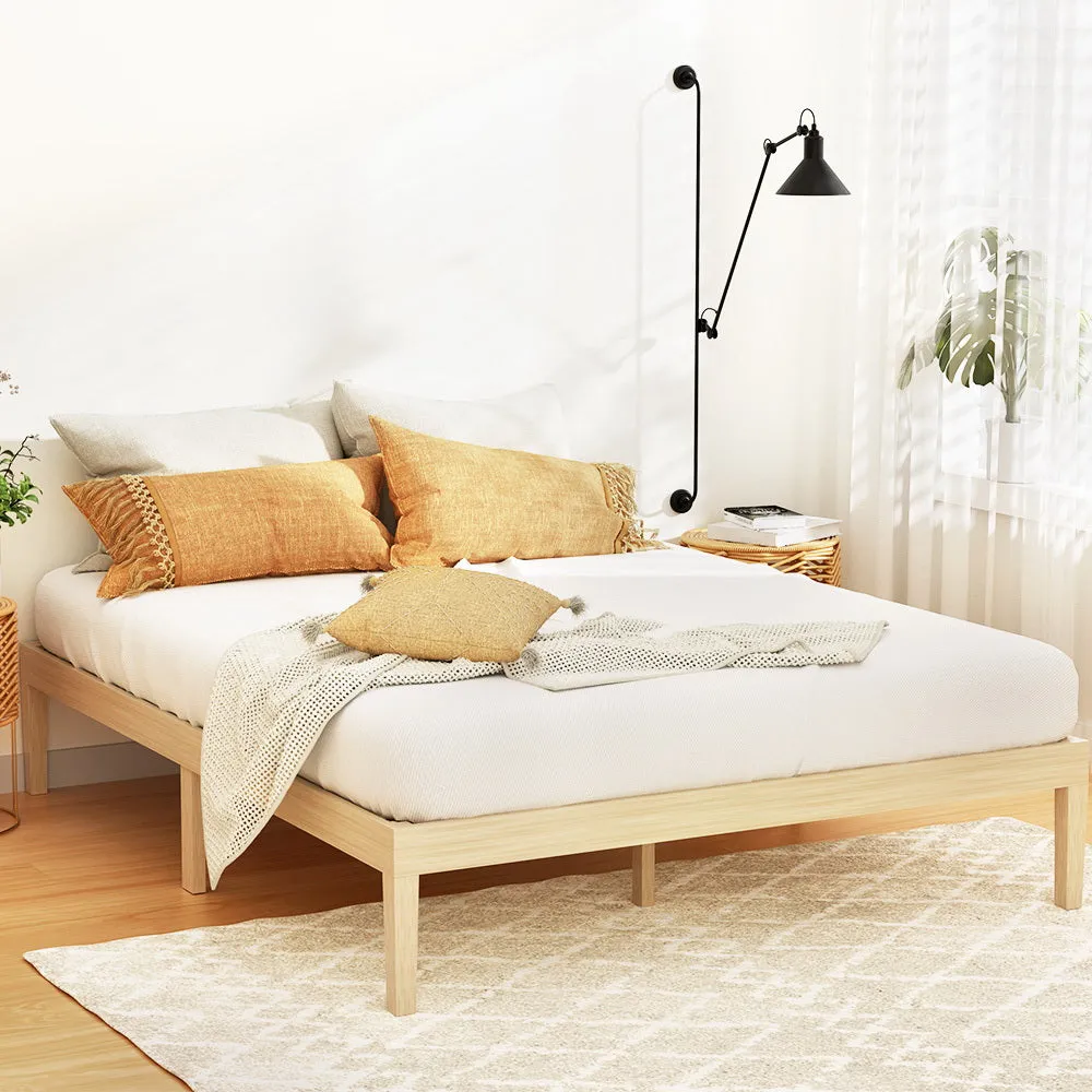 Bruno Minimalist Double Solid Pinewood Bed Frame