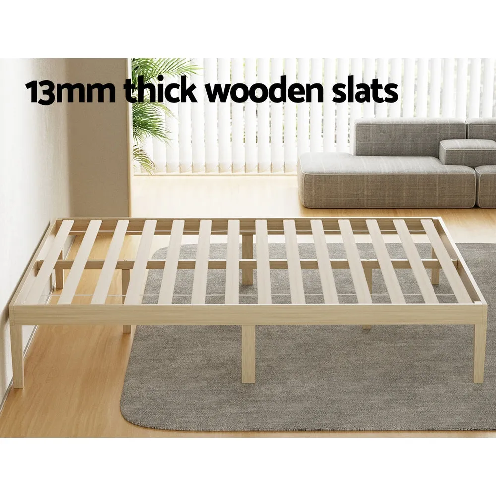 Bruno Minimalist Double Solid Pinewood Bed Frame