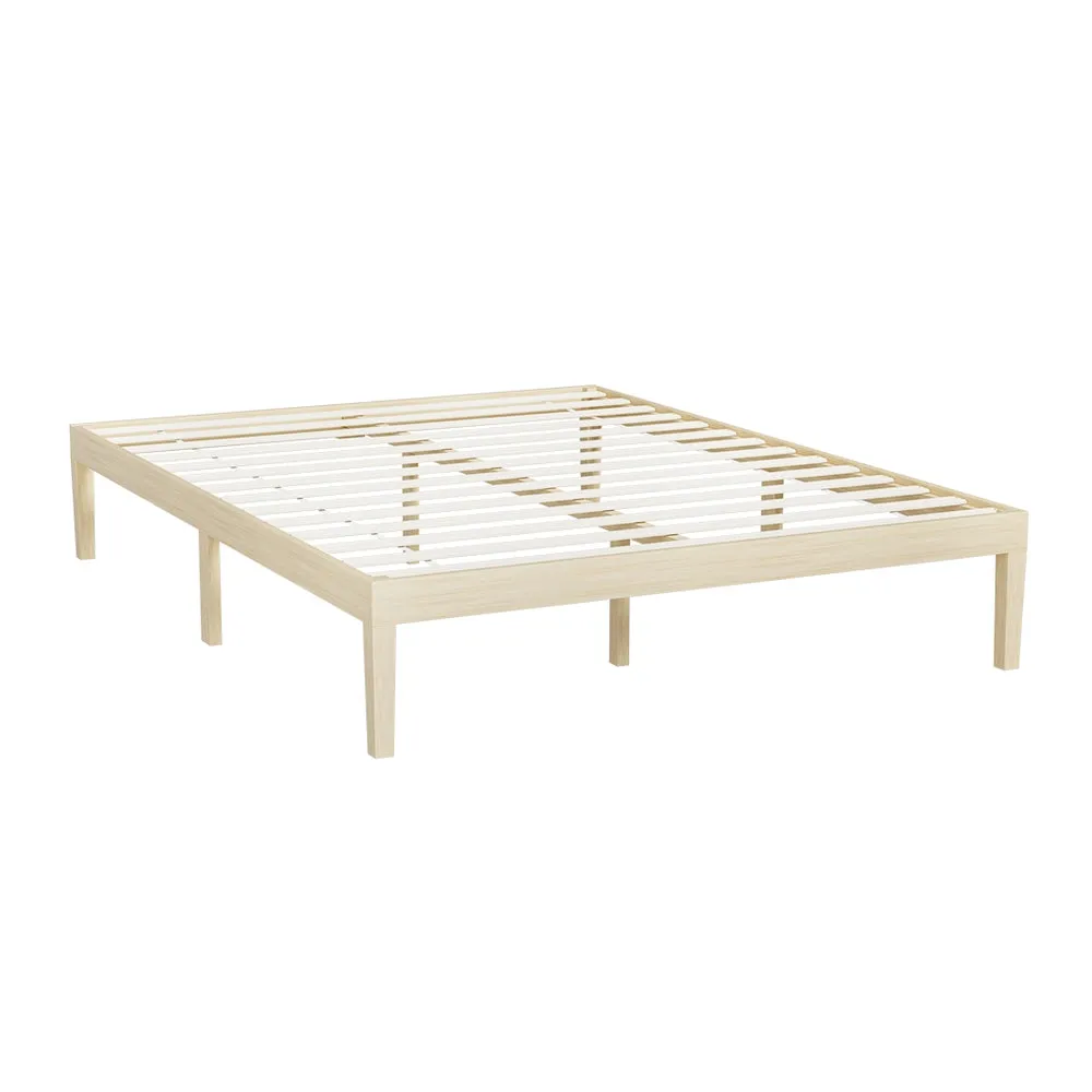 Bruno Minimalist Double Solid Pinewood Bed Frame