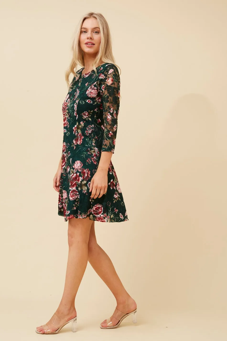 CAMILA FLORAL LACE SHORT DRESS