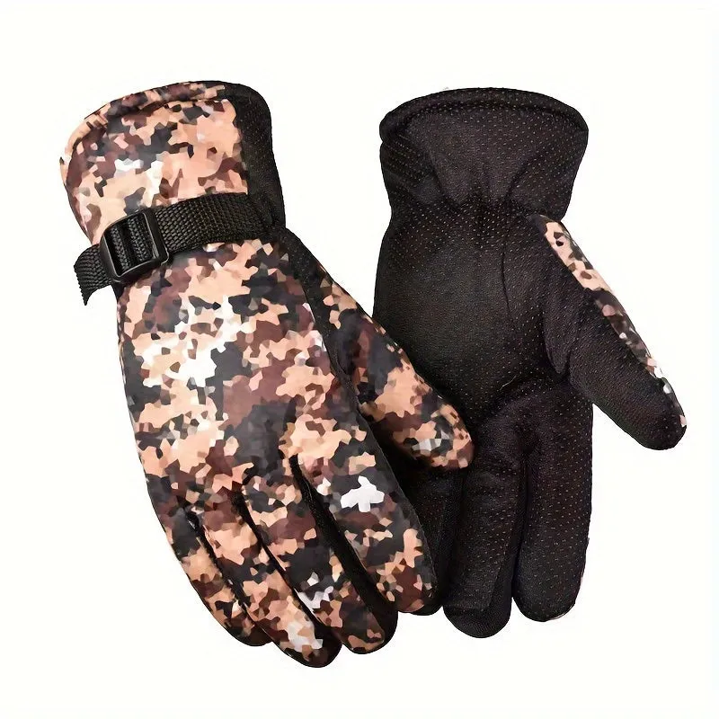 Camouflage Thermal Gloves for Men and Women Ideal for Skiing