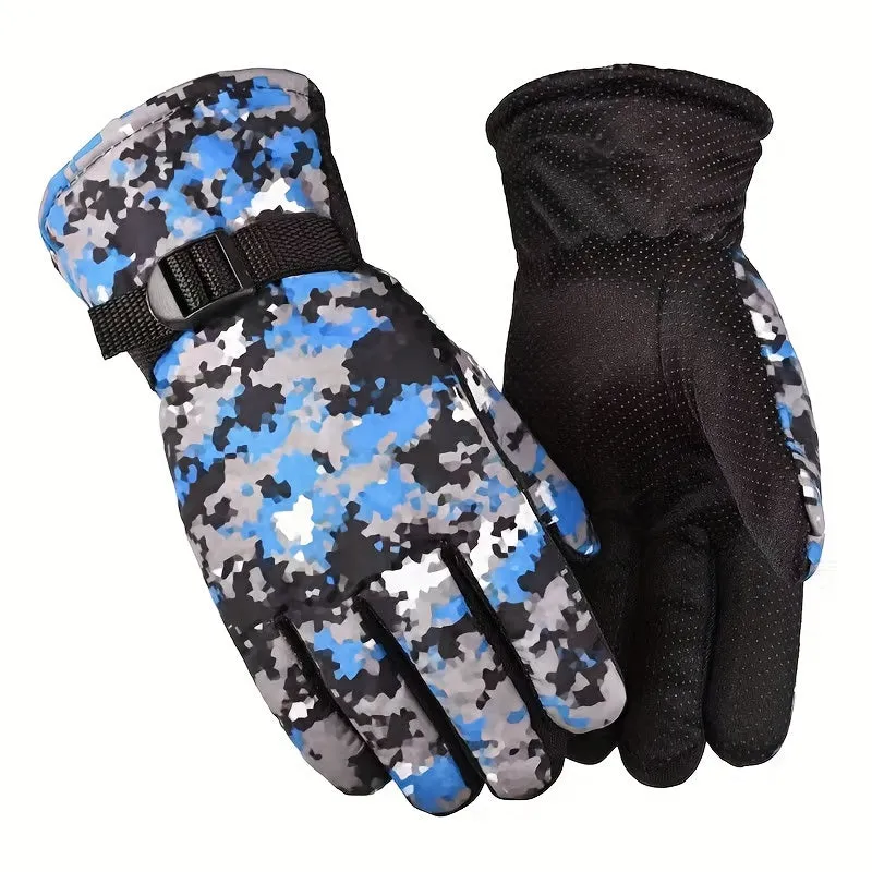 Camouflage Thermal Gloves for Men and Women Ideal for Skiing