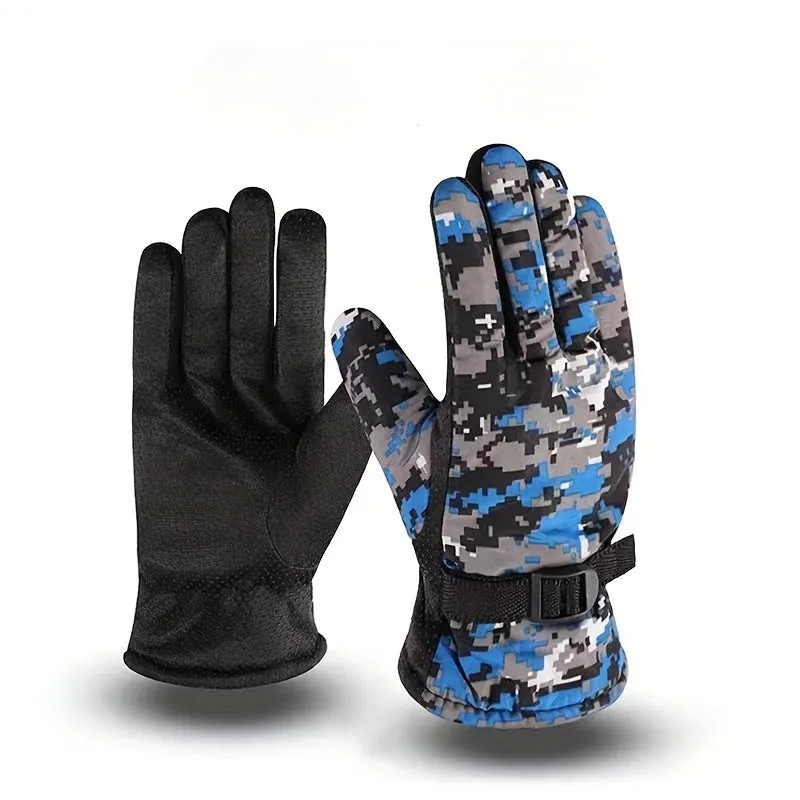 Camouflage Thermal Gloves for Men and Women Ideal for Skiing