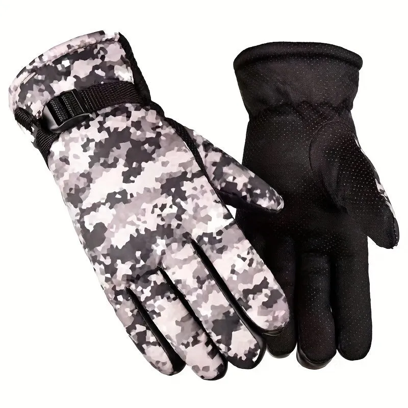 Camouflage Thermal Gloves for Men and Women Ideal for Skiing