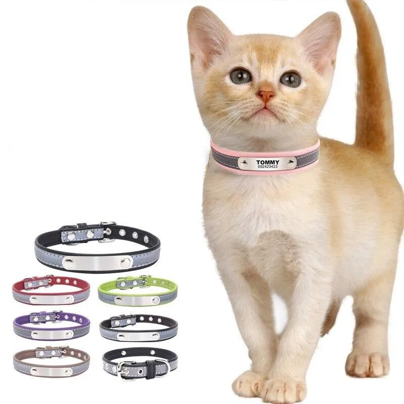 Cat Collar Personalized Custom Tag ID Engraving Name & Phone Adjustable